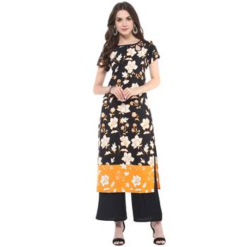 Black printed polyester stitched kurtas-and-kurtis 1