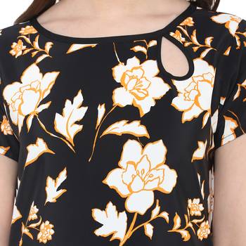 Black printed polyester stitched kurtas-and-kurtis 4