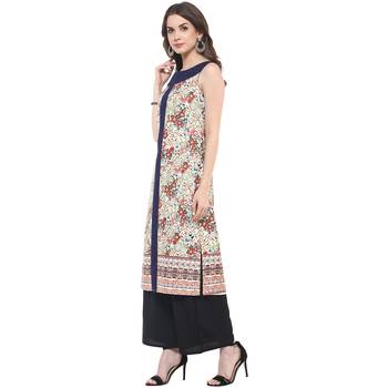 Navy printed polyester stitched kurtas-and-kurtis 3