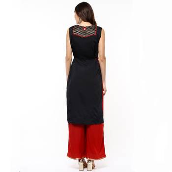 Black woven polyester stitched kurtas-and-kurtis 2