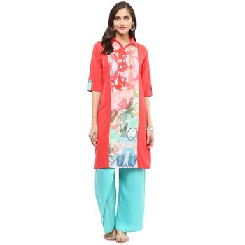 Coral printed crepe stitched kurtas-and-kurtis 1