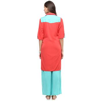 Coral printed crepe stitched kurtas-and-kurtis 2