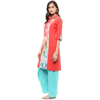 Coral printed crepe stitched kurtas-and-kurtis 3