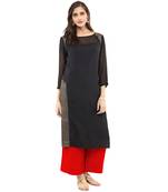 Black woven crepe stitched kurtas-and-kurtis