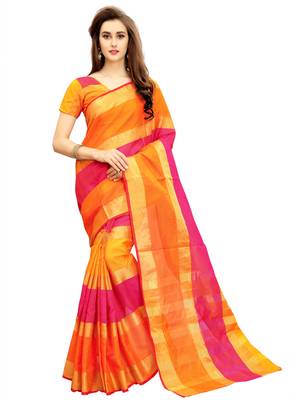Multicolor woven chanderi silk saree with blouse 1