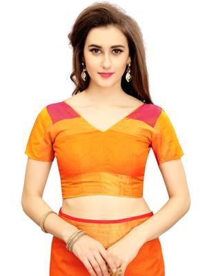 Multicolor woven chanderi silk saree with blouse 4