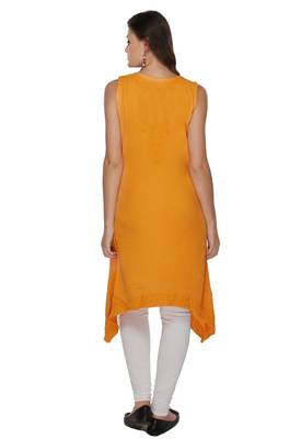 Ada Mustard Hand Embroidered Chikankari Cotton Kurti 2