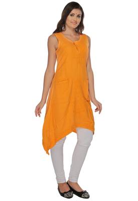 Ada Mustard Hand Embroidered Chikankari Cotton Kurti 3