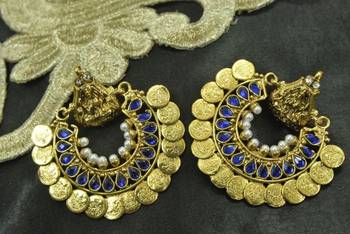 Ram Leela Royal Blue colour Coin Earrings 1