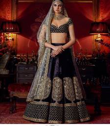 Online Bridal Lehenga Wedding Lehengas Women Designs Collection Dark Blue Embroidered Velvet Unsched Lehenga With Tta Bridal Online