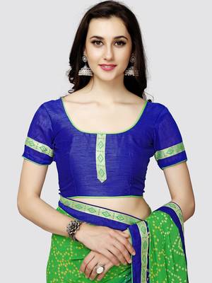 Green  printed faux georgette saree with blouse 6