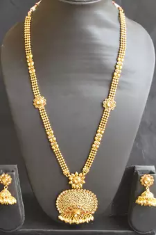 Fine design white stone studded long haram set