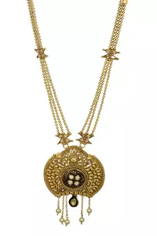Ravishing traditional pure copper black meenakari long haram set