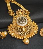 Dazzling pure copper gold tone black meenakari work necklace set