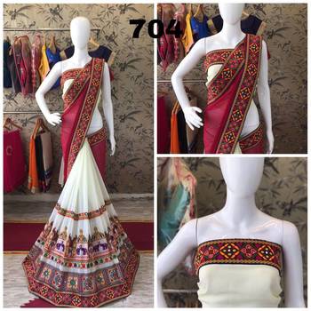 Maroon Embroidered Georgette Saree With Blouse 2