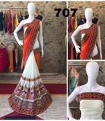 Orange Embroidered Georgette Saree With Blouse