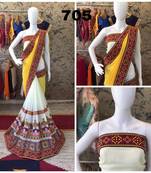 Yellow Embroidered Georgette Saree With Blouse