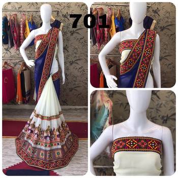 Navy Blue Embroidered Georgette Saree With Blouse 1