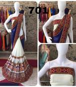 Navy Blue Embroidered Georgette Saree With Blouse