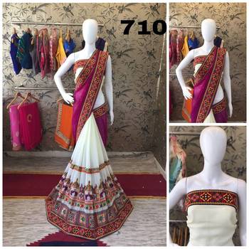 Purple Embroidered Georgette Saree With Blouse 1