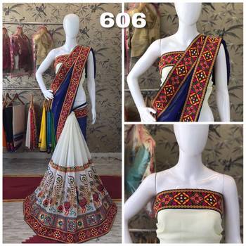 Navy Blue Embroidered Georgette Saree With Blouse 1