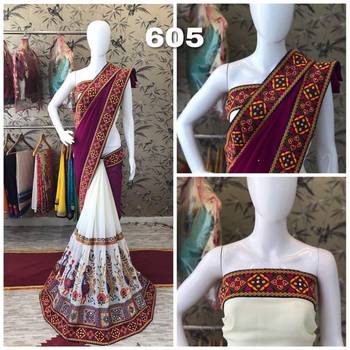 Purple Embroidered Georgette Saree With Blouse 1