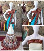 Sky Blue Embroidered Georgette Saree With Blouse