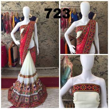 Red Embroidered Georgette Saree With Blouse 2