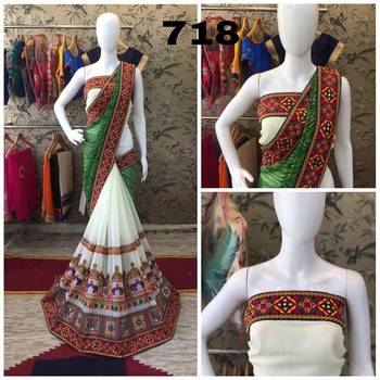 Green Embroidered Georgette Saree With Blouse 1