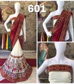 Maroon Embroidered Georgette Saree With Blouse