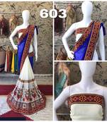 Blue Embroidered Georgette Saree With Blouse