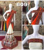 Orange Embroidered Georgette Saree With Blouse
