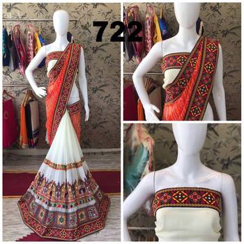 Orange Embroidered Georgette Saree With Blouse 1