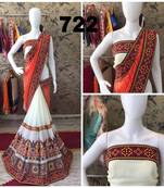 Orange Embroidered Georgette Saree With Blouse