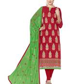Red Ebroidered Chanderi Salwar With Dupatta