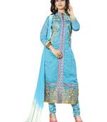 Sky Blue Ebroidered Chanderi Salwar With Dupatta