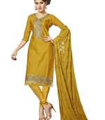 Yellow Ebroidered Cotton Salwar With Dupatta