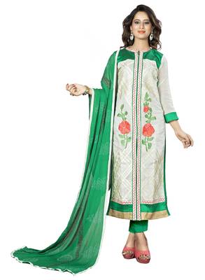 White Ebroidered Chanderi Salwar With Dupatta 1