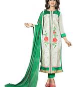White Ebroidered Chanderi Salwar With Dupatta