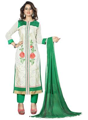White Ebroidered Chanderi Salwar With Dupatta 2