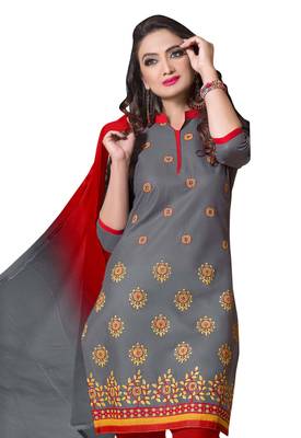 Grey Ebroidered Linen Salwar With Dupatta 2
