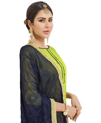 Green Ebroidered Cotton Salwar With Dupatta 3