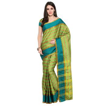 Green Woven Art Silk Saree With Blouse 1