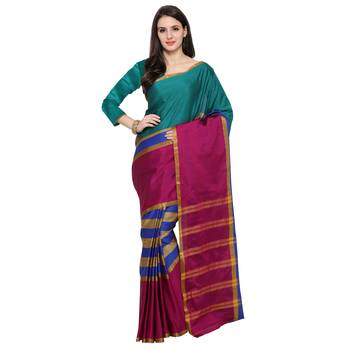 Green Woven Art Silk Saree With Blouse 1