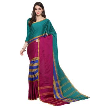 Green Woven Art Silk Saree With Blouse 2