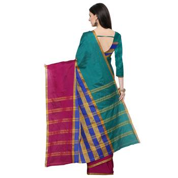 Green Woven Art Silk Saree With Blouse 3