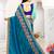 Turquoise embroidered georgette Net Saree With Blouse