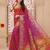 Pink Embroidered Faux Raw Silk Saree With Blouse