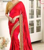 Red Embroidered Georgette Saree With Blouse