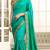 Cyan Embroidered Georgette Saree With Blouse